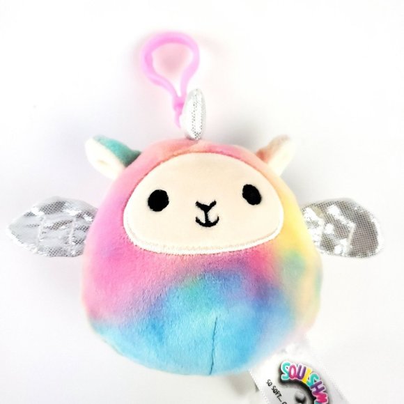 Squishmallows Kellytoy Lucy May 3.5" Clip On Tie Dye Llama Llamacorn Unicorn - Picture 2 of 6